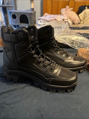 Men's Tactical Black Combat Boots - Durable All-Weather Footwear